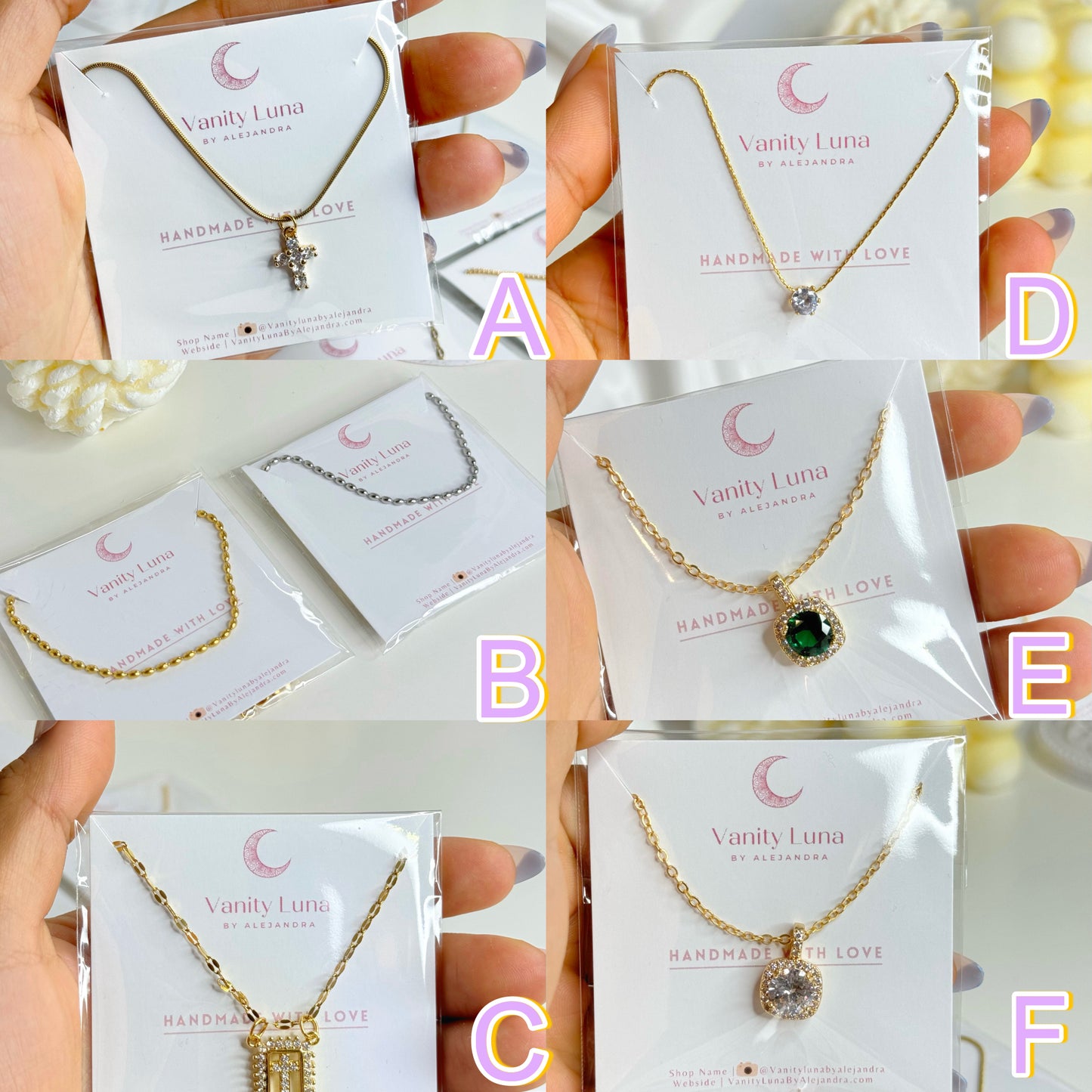 Stainless steel and gold plated necklaces